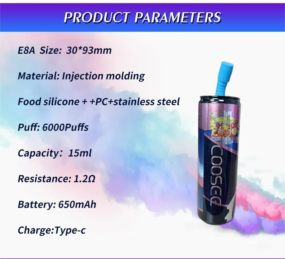Coosee Hot Sale Most Popular Vape Variety of Fruit Flavors 6000puffs Wholesale 650mAh 15ml Disposable Electronic Cigarette