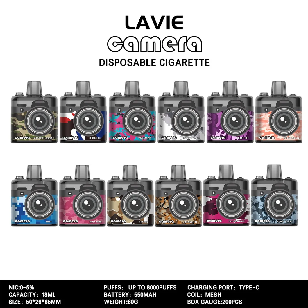 8000 Big Puff Disposable Electronic Cigarette Lavie Camera Original Factory 8K Puffs